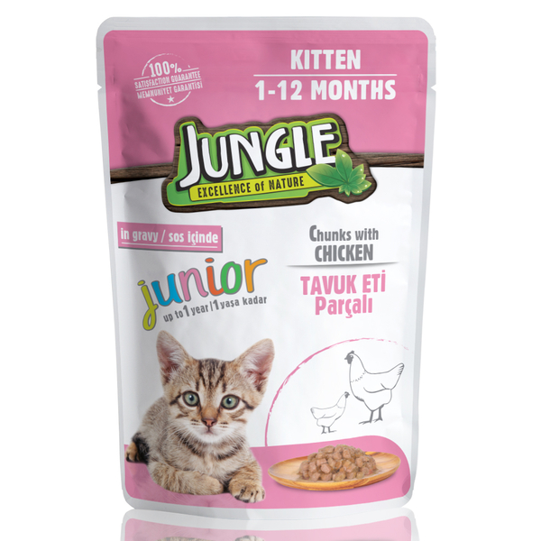 jungle pouch yavru kedi tavuklu 22 ad soslu yas m kedi konservesi jungle 27843 24 O