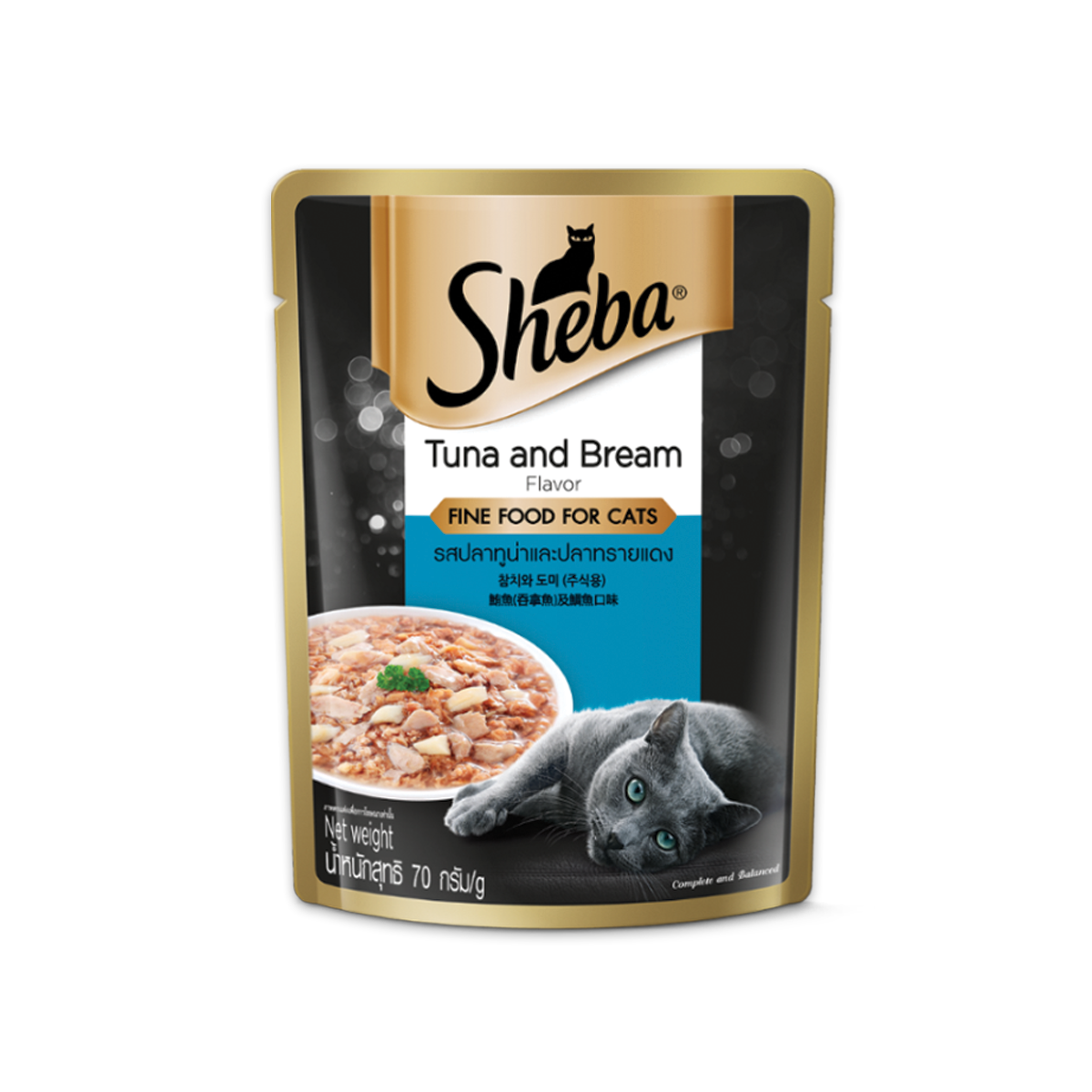 sheba cat food pouch tuna bream flavour 70g