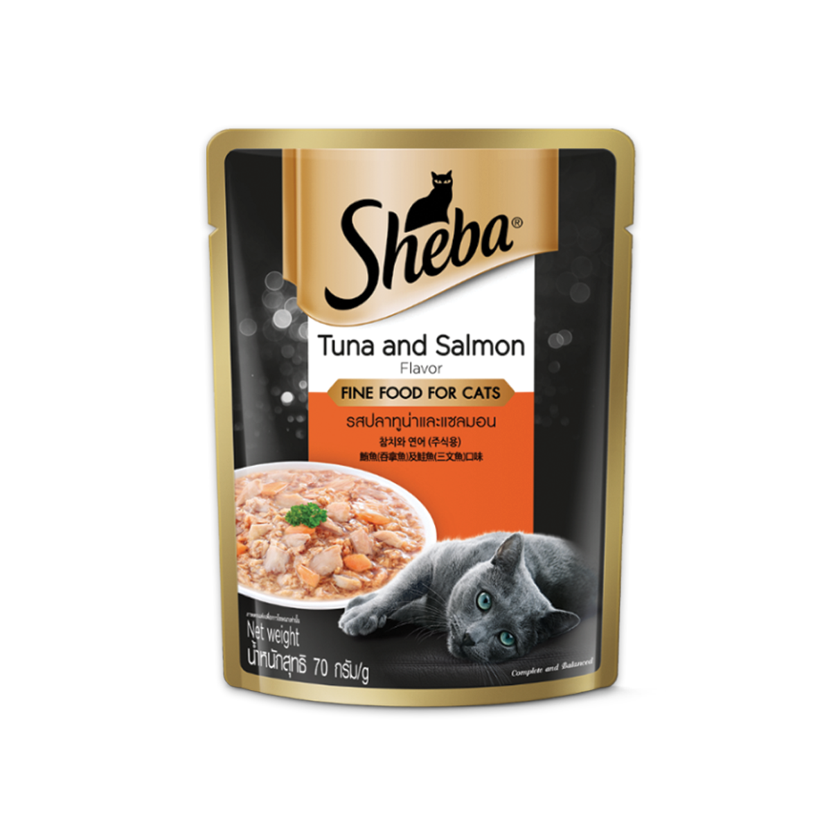 sheba pouch cat food tuna salmon flavour 70g