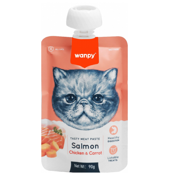 Wanpy Cat Pouch Tasty Meat Paste With Seafood and Chicken and Carrot