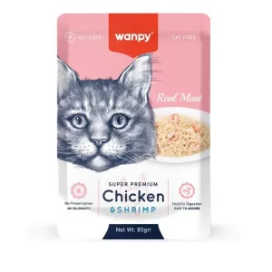 Wanpy Wet Cat Food Real Meat Fillet in Jelly Chicken & Shrimp