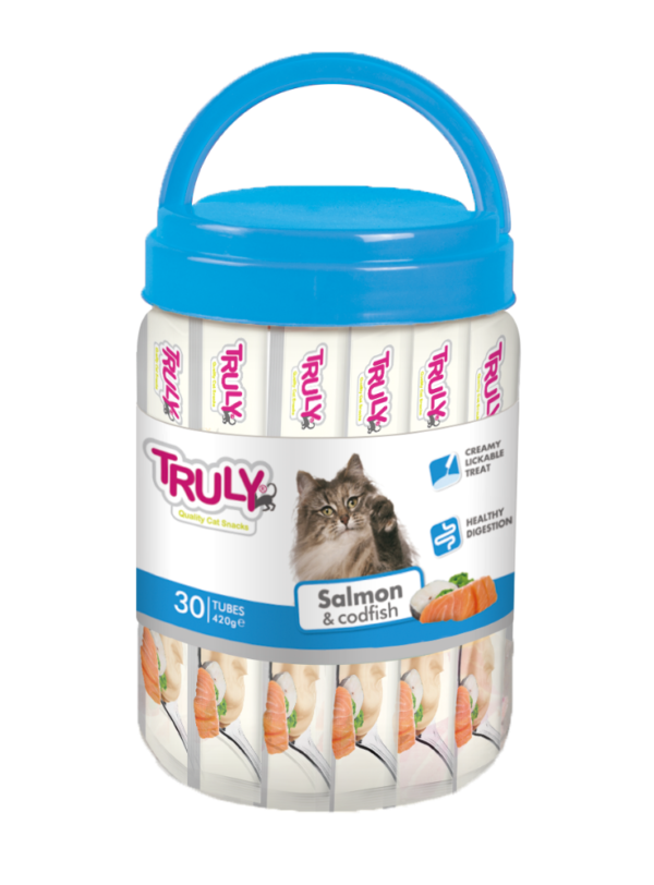 Truly Cat Treat Salmon And Codfish in jars 30Pcs