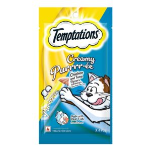 Temptations Creamy Puree Lickable Cat Treats Chicken And Tuna Flavors 4pcs