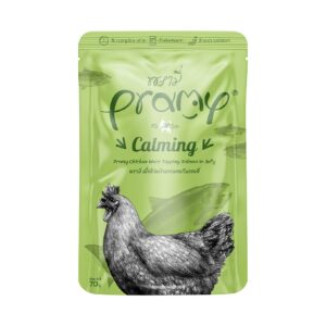 Pramy Cat Pouch Calming Chicken Meat Topping Salmon In Jelly 70gm