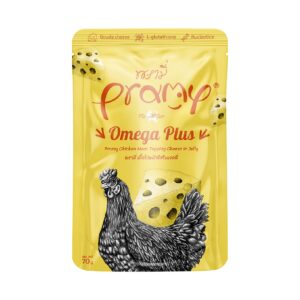 Pramy Cat Pouch Omega Plus Chicken Meat Topping Cheese In Jelly 70gm